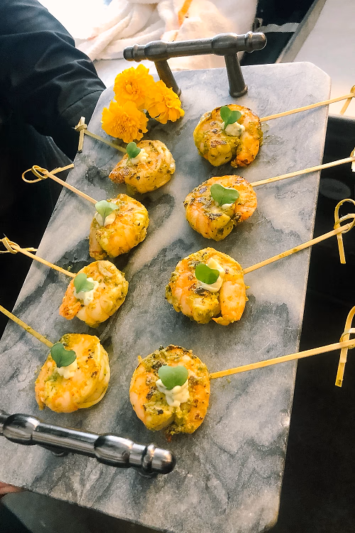 Herb Mediterranean Shrimp on Marble Tray