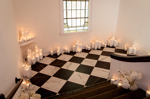 Landing Decorated with Candles