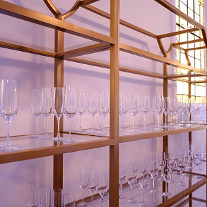 Champagne Glasses Set Out on Display