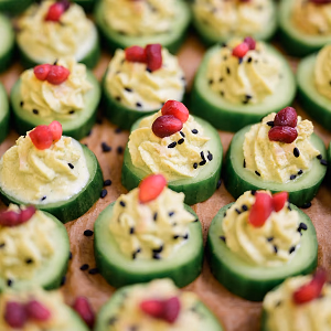 Edamame Hummus Cucumber Canape
