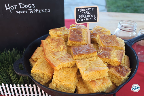 Corn Bread w/ Honey Butter on Skillet