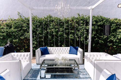 Outdoor Couches and Chandelier