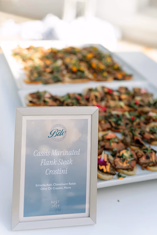 Cassis Marinated Flank Steak Crostini