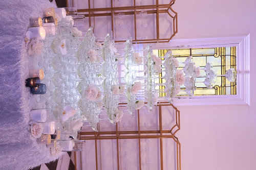 Champagne Tower in Front of Display