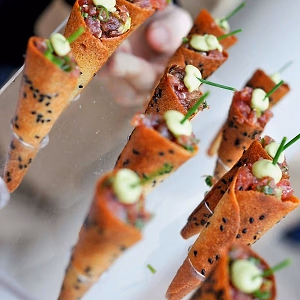 Ahi Tuna in wonton cone