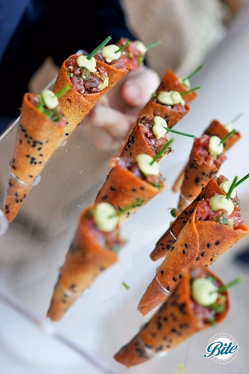 Ahi Tuna in wonton cone