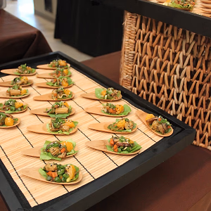 Lettuce Wrap Bites on Bamboo Spoons