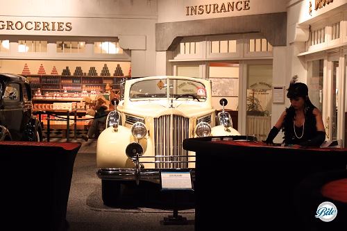 White Antique Car w/ Casino Dealer