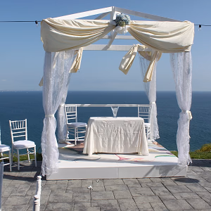 Malibu Wedding Ceremony Altar Overlooking Ocean