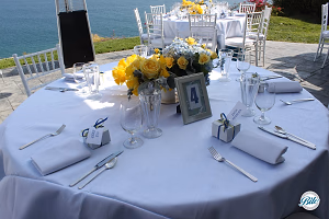 Malibu Home Backyard Wedding Centerpieces