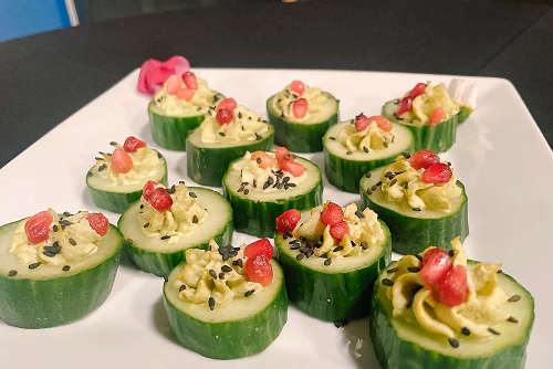 EDAMAME HUMMUS CUCUMBER CANAPE
