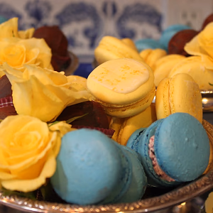 Macarons and Brownie Truffles Closeup