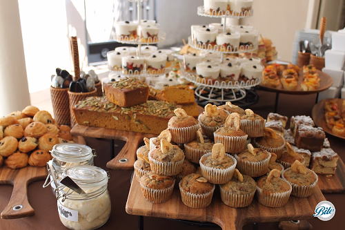 Breakfast Breads Display with Pumpkin Bread and Homemade Clotted Cream!